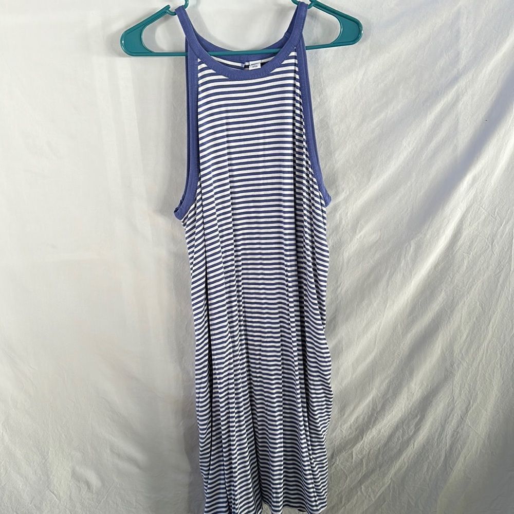 Old Navy white and periwinkle striped swing dress - Picture 1 of 5